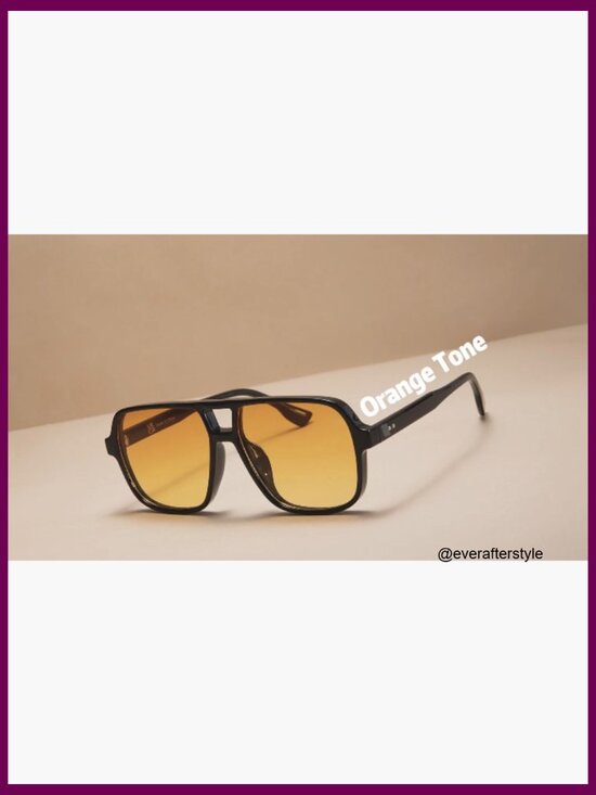 Oversized Aviator Sunglasses Retro 70s Square Frame UV400 Protection